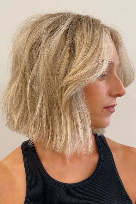 25 Adorable Teddy Bear Blonde Bob Hairstyles : Textured Tousled Bob