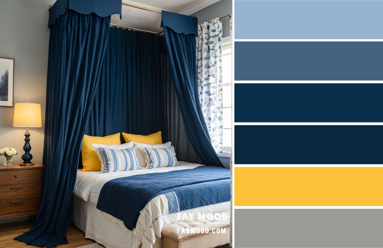 Modern Blue and Yellow Bedroom Colour Scheme