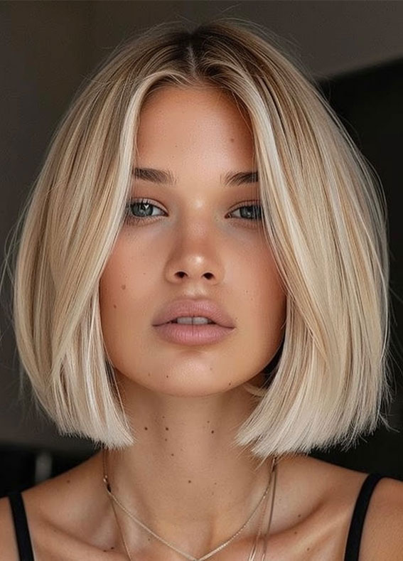 25 Adorable Teddy Bear Blonde Bob Hairstyles : Bold and Sleek Bob