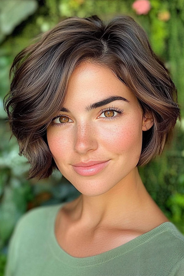 Sleek, Shaggy, or Wavy 33 Bobs You’ll Love : Brown Tousled Bob