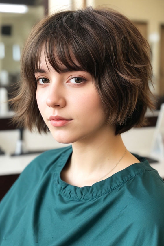 35 French Bob Haircuts : Voluminous French Bob with Blunt Bangs