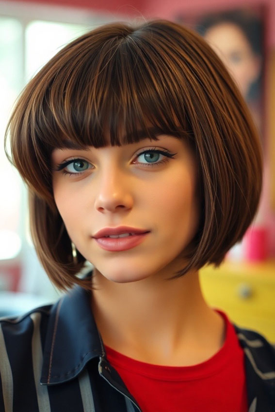 Sleek, Shaggy, or Wavy 33 Bobs You’ll Love : Polished French Bob with Bangs