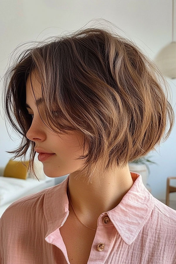 Sleek, Shaggy, or Wavy 33 Bobs You’ll Love : Effortless Brunette Texture