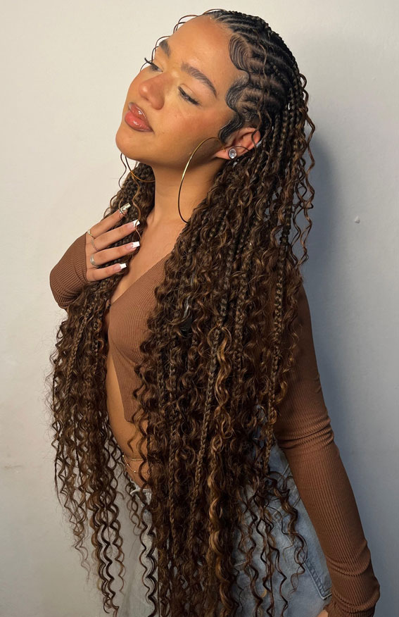 Curly Fulani Goddess Braids, Fulani braids, Sleek Classic Box Braids, trendy braid hairstyles