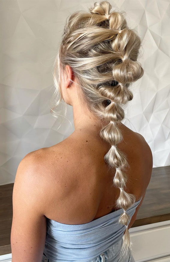 30 Trendy Braid Hairstyles Beyond the Basics : Whimsical Bubble Braid