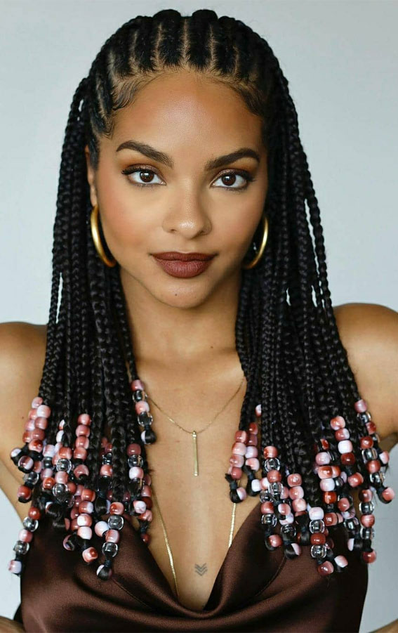 30 Trendy Braid Hairstyles Beyond the Basics : Beaded Box Braids