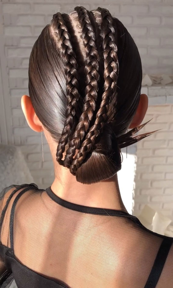 30 Trendy Braid Hairstyles Beyond the Basics : Sleek Braided Bun