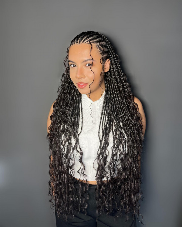 20 Modern Fulani Braids With Curls To Rock Right Now : Classic Fulani Braids with Sleek Curls