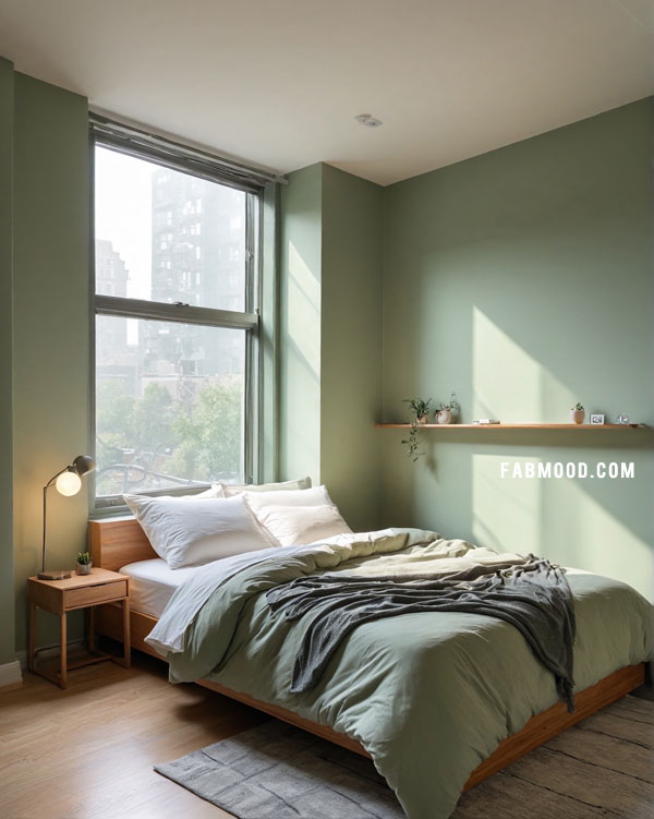 Sage Green Bedroom with Minimalist Design