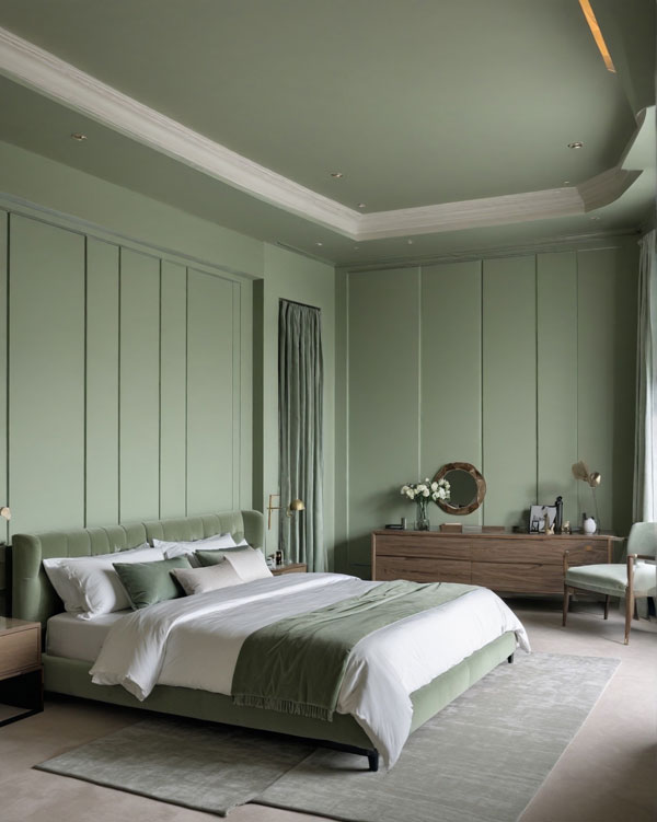 Elegant and Calming Sage Green Bedroom 