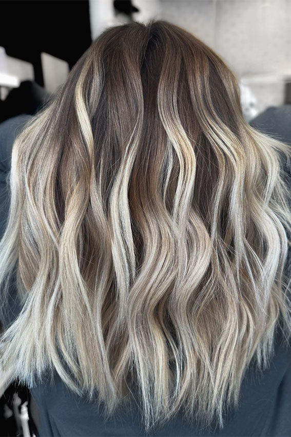 30 High Contrast Balayage Ideas For a Dimensional Look : Icy Blonde Brilliance