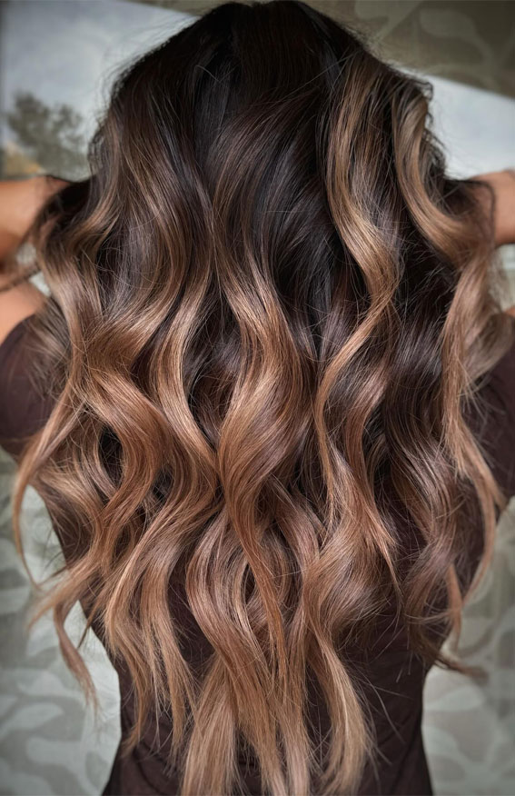 30 High Contrast Balayage Ideas For a Dimensional Look : Mocha Rose Balayage