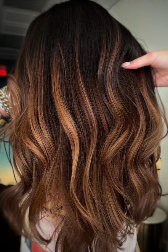 30 High Contrast Balayage Ideas For a Dimensional Look : Rich Auburn Elegance