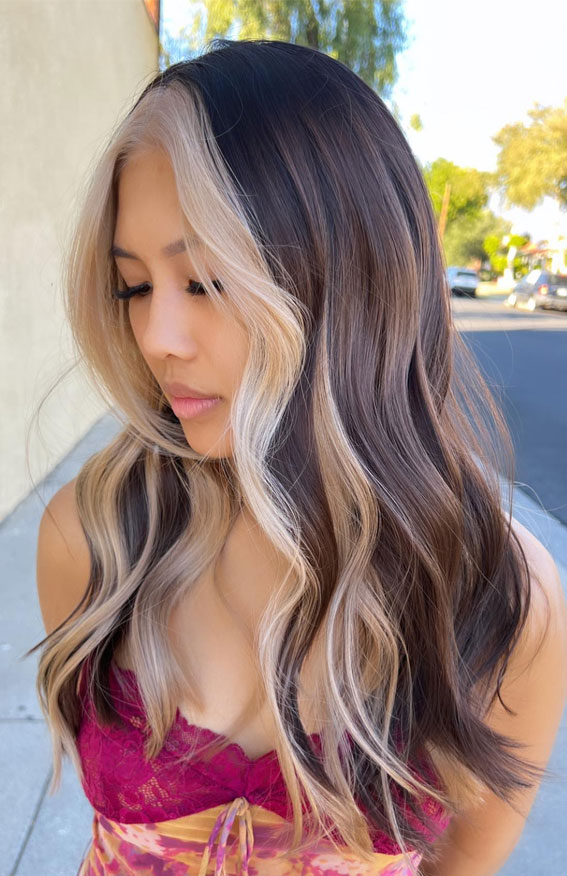 30 High Contrast Balayage Ideas For a Dimensional Look : Bold Face-Framing Platinum