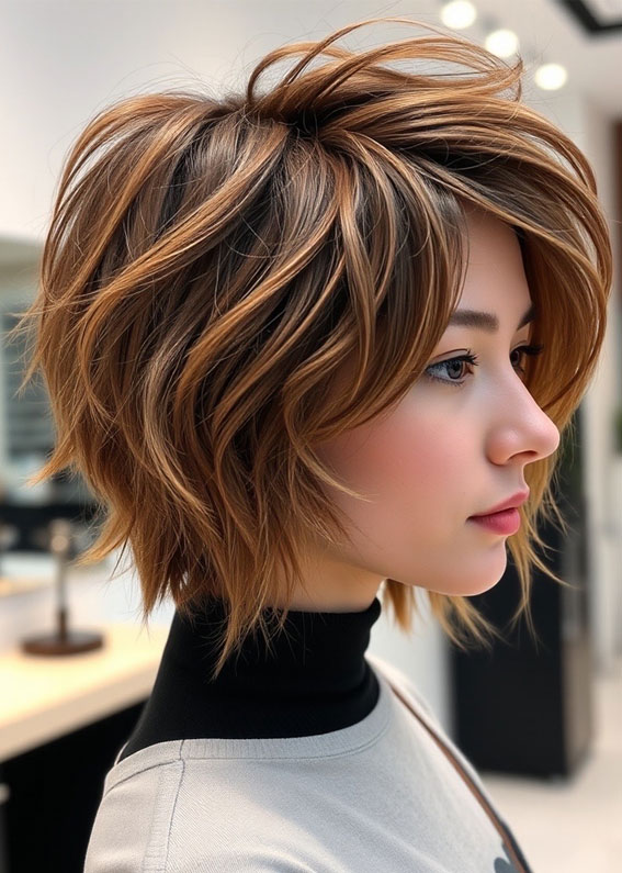 Textured Mocha Pixie Bob, mocha mousse hair colour, mocha hair, mocha hair colour, brunette hair colour, mocha mousse shade