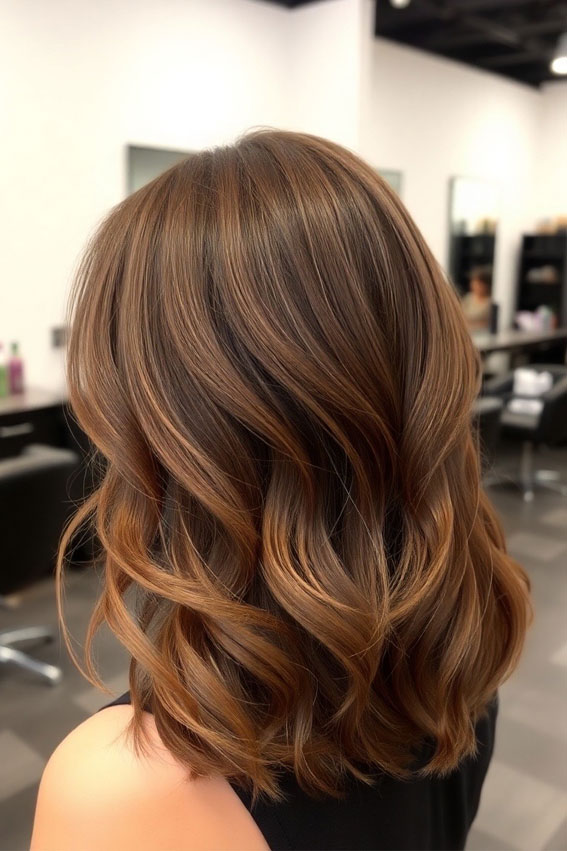 Shoulder-Length Soft Mocha Curls, mocha mousse hair colour, mocha hair, mocha hair colour, brunette hair colour, mocha mousse shade