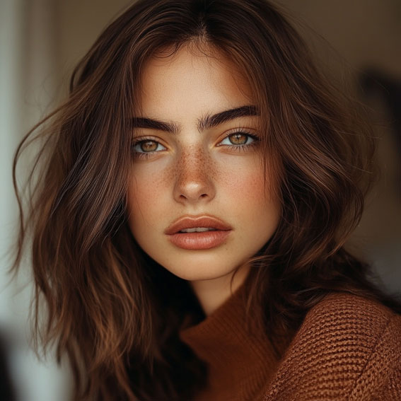 35 Hot Mocha Mousse Hair Colour Ideas : Effortless Mocha Medium-Length Cut