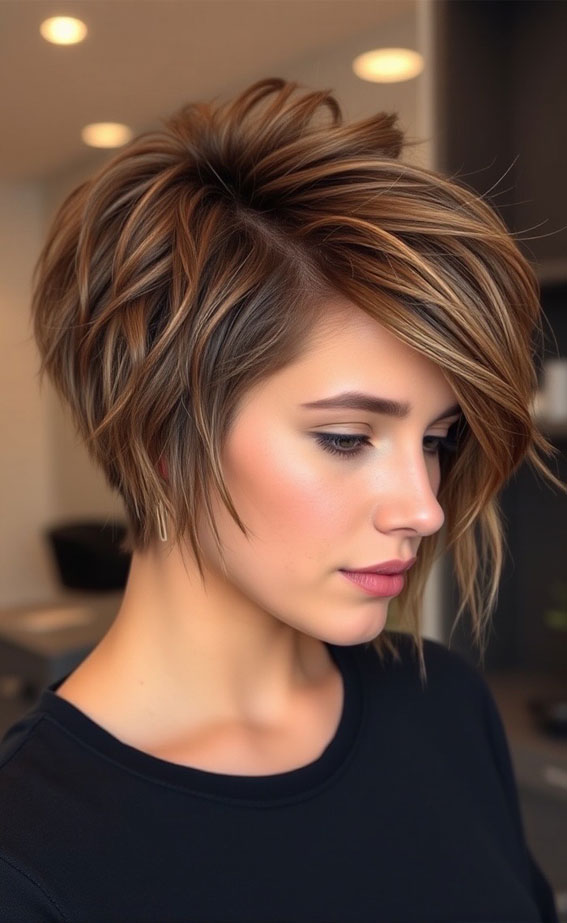 35 Hot Mocha Mousse Hair Colour Ideas : Edgy Mocha Pixie