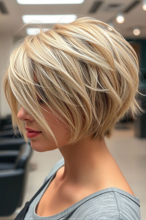 Sleek, Shaggy, or Wavy 33 Bobs You’ll Love : Textured Layered Blonde Bob