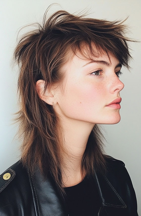 30 Bold and Stylish Wolf Haircut Ideas : Edgy Textured Wolf Cut with Volume