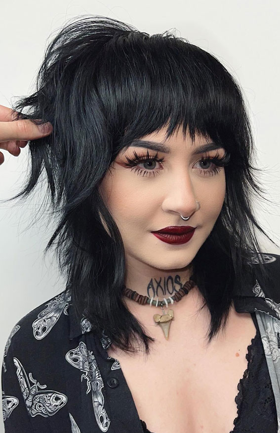 Gothic Glam Wolf Cut, Wolf haircut Women short, Wolf haircut women, Wolf haircut female, Wolf haircut long hair, Wolf haircut straight hair, Short wolf haircut