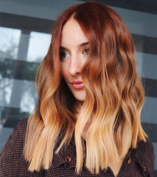 50 Stunning Warm Hair Colour Ideas : Fiery Ombre Lob