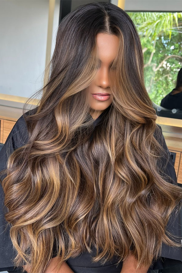 32 Teddy Bear Brunette Hair Colour Ideas : Rich Espresso with Caramel Ribbon Balayage