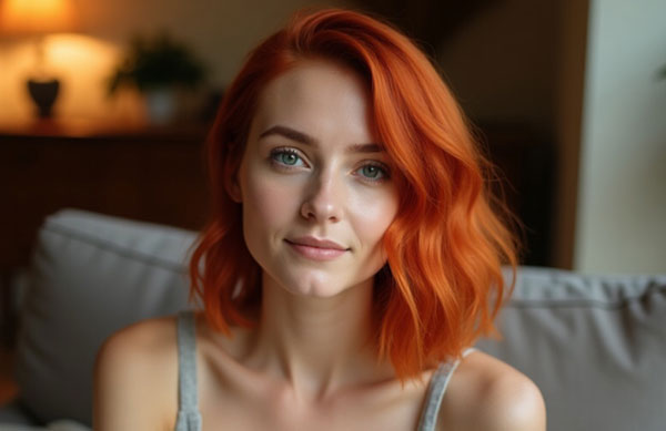 50 Stunning Warm Hair Colour Ideas : Radiant Sunset Orange Wavy Lob