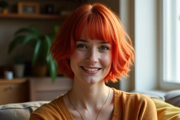 50 Stunning Warm Hair Colour Ideas : Vibrant Tangerine Bob