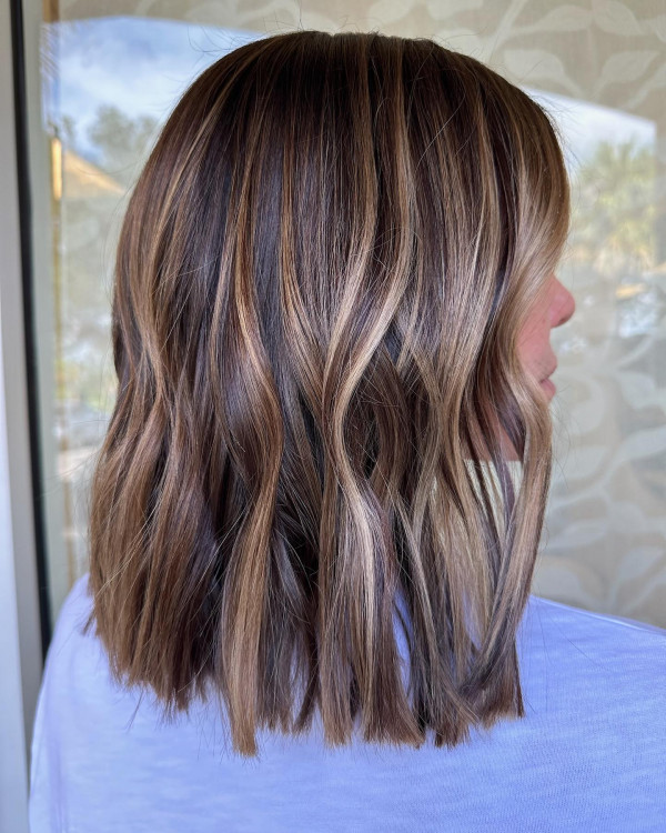 Soft Ash Blonde Highlights on Textured Lob, Hair Colour Highlights, Hair colour highlights for brown hair, Hair colour highlights and lowlights