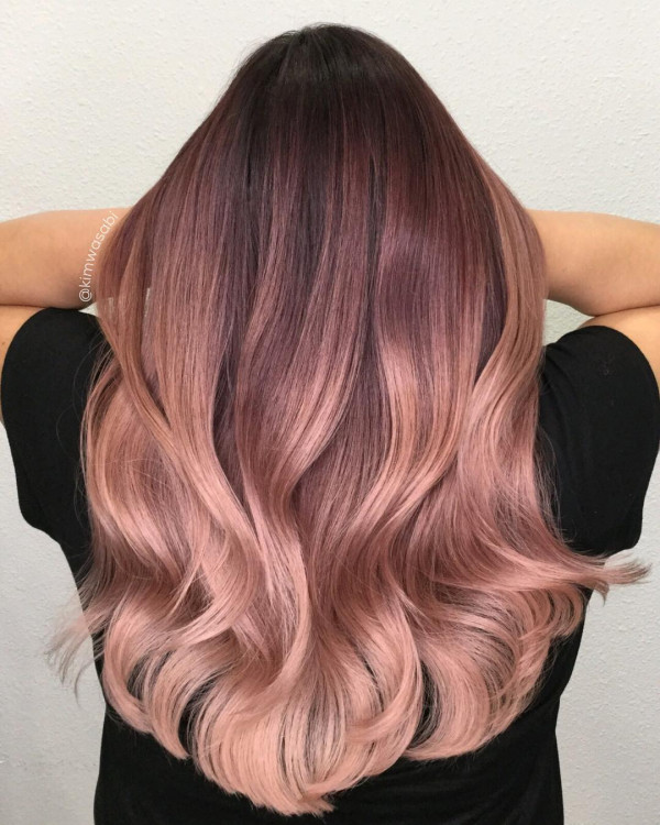 50 Stunning Warm Hair Colour Ideas : Dusty Rose Gold Ombre