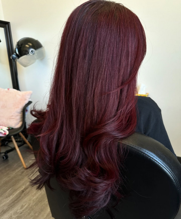 30 Cherry Hair Colour Ideas : Voluminous Cherry Merlot Waves