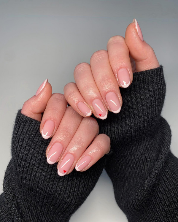 French Tip Minimal Valentine’s Day Nails