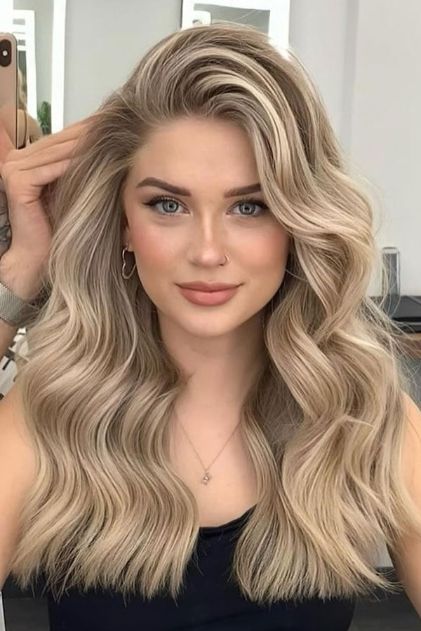 Iced Golden Blonde Long Hair with Luxe Waves