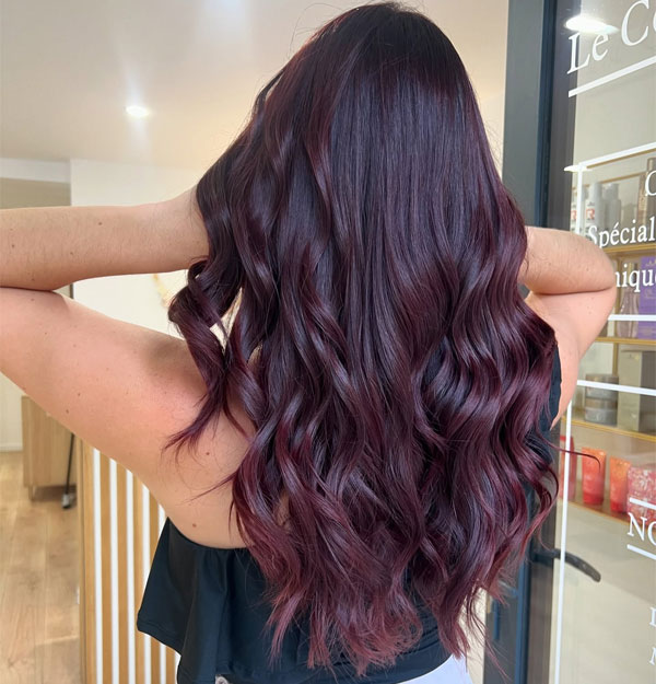 30 Cherry Hair Colour Ideas : Lush Cherry Wine Long Hairstyle