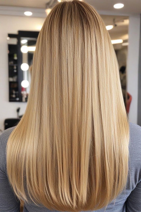 Sleek Buttery Blonde Hair Colour