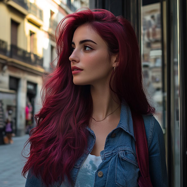 30 Cherry Hair Colour Ideas : Vibrant Raspberry Cherry Long Loose ...