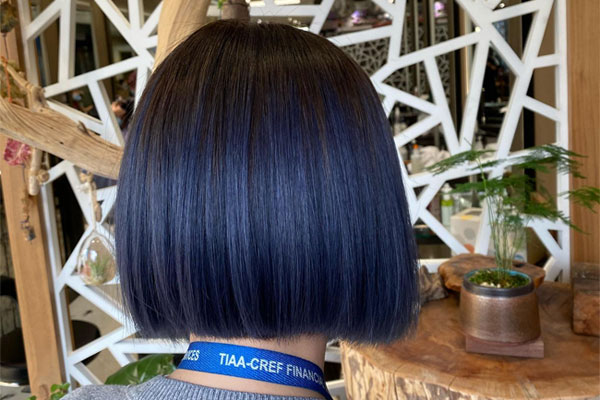 Midnight Sleek Blunt Bob, Dark Blue Hair Colour , Dark Blue Hair Colour Ideas, dark blue hair