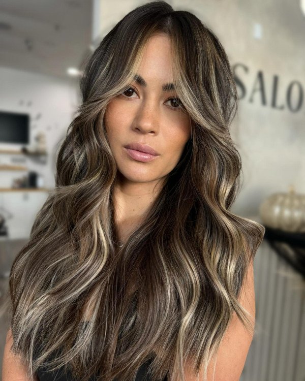 40 Gorgeous Hair Colour Highlights : Dimensional Ash Brown Waves with Platinum Highlights