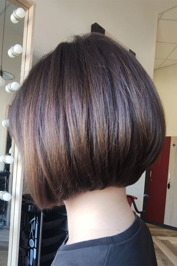 37 Best Short Bob Hairstyles : Rounded Chocolate Brown Bob Straight Hair