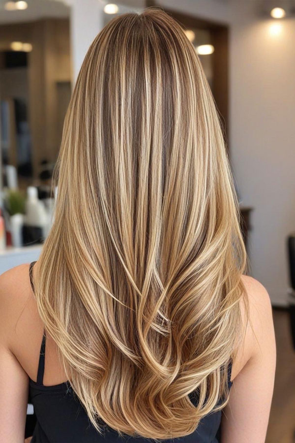 Medium Blonde with Caramel Blonde Streaks