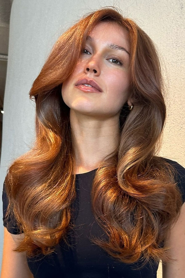 50 Stunning Warm Hair Colour Ideas : Golden Chestnut Long Layers