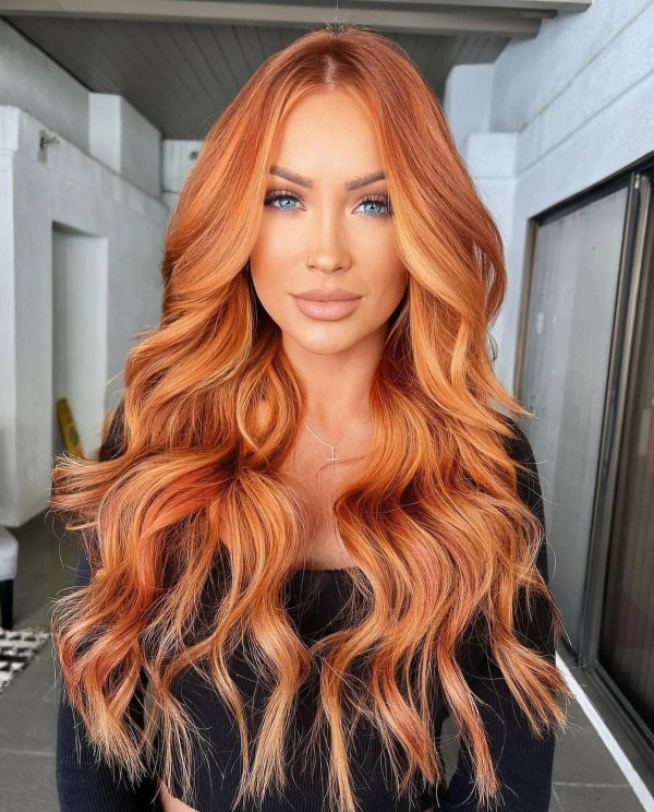 50 Stunning Warm Hair Colour Ideas : Radiant Sunset Balayage Long Hairstyle