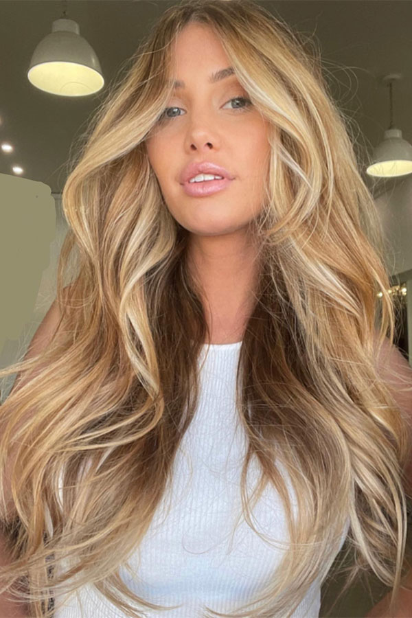 Golden Sunlit Balayage with Voluminous Layers