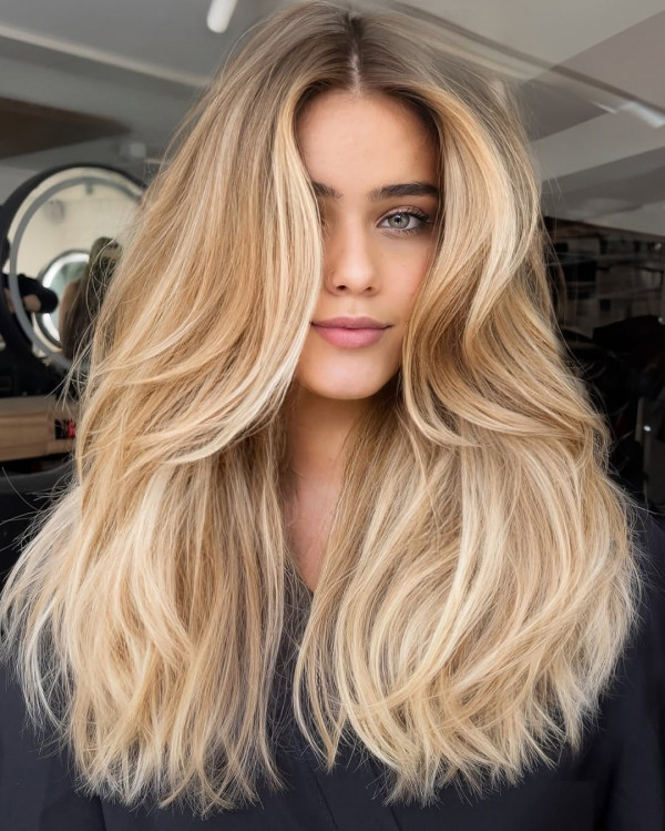 Sun-Kissed Golden Beach Blonde with Volume Layers