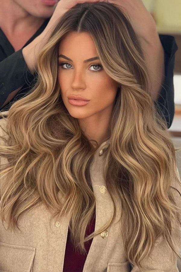 Dark Golden Honey Blonde with Voluminous Waves