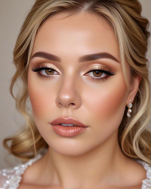 20 Soft Glam Bridal Makeup Looks : Golden Glow Bridal Glam