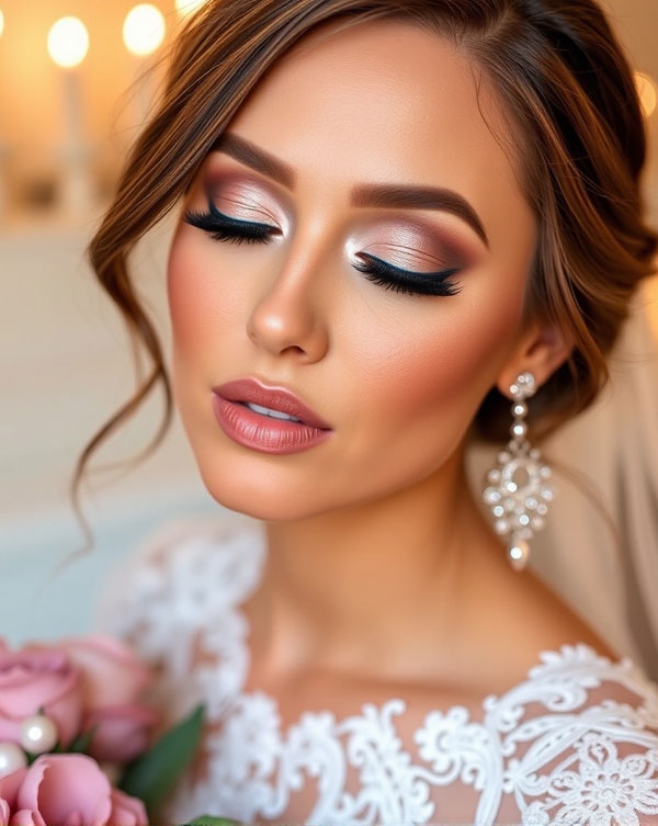 20 Soft Glam Bridal Makeup Looks : Radiant Rose Soft Glam Look