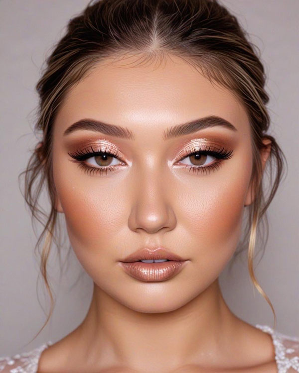 20 Soft Glam Bridal Makeup Looks : Golden Hour Bridal Glow