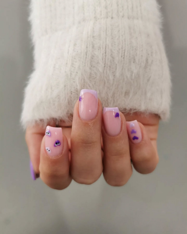 Pastel Purple Comme des Garçons-Inspired Nails, Comme des Garçons-Inspired Nail Art, Comme des Garcons nails, Come des Garcons nail art design